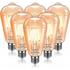 AGOTD Edison LED E27 ST64 4W 2500K Retro Light Bulb Warm White 6 pieces